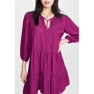 Nation Ltd Liza Trapeze Dress Berry Cheetah NWT